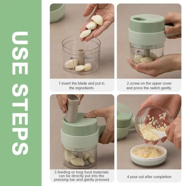 4-in-1 Portable Vegetable Cutter | Mini Wireless Food Processor
