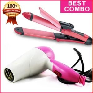 Combo Of Hair Dryer Plus 2 In 1 Hair Straightener & Curler