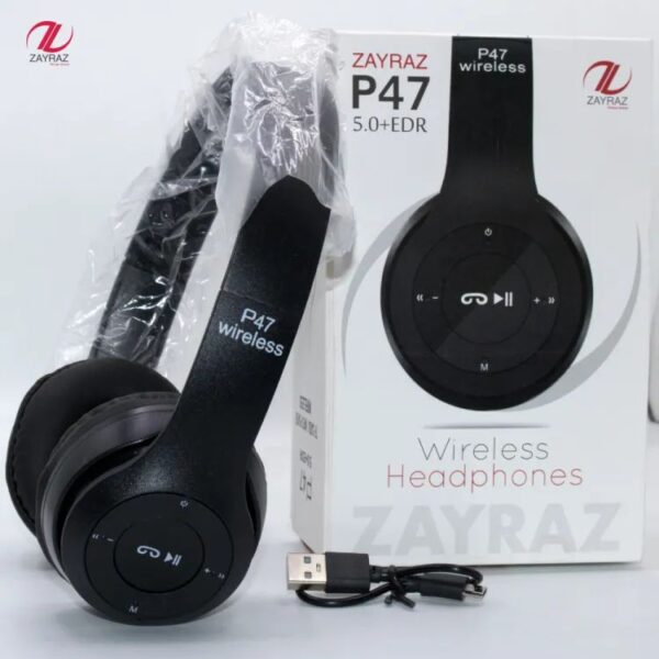 P47 Wireless Bluetooth Headphones | Foldable with Mic, FM Radio, TF, Aux
