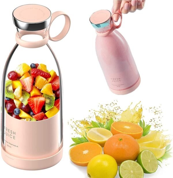 Portable Electric Blender Bottle Juicer | USB Chargeable, 6 Blades, 380ml