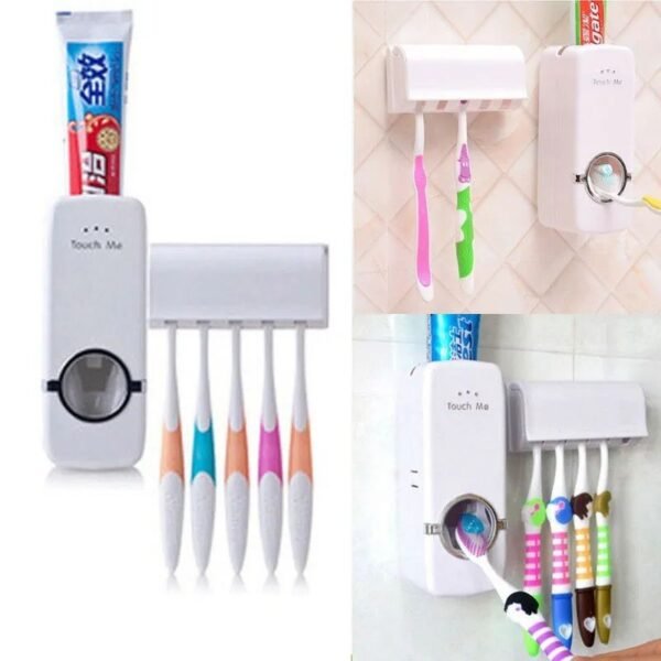 Automatic Toothpaste Dispenser with 5 Brush Holder | Wall Mounted